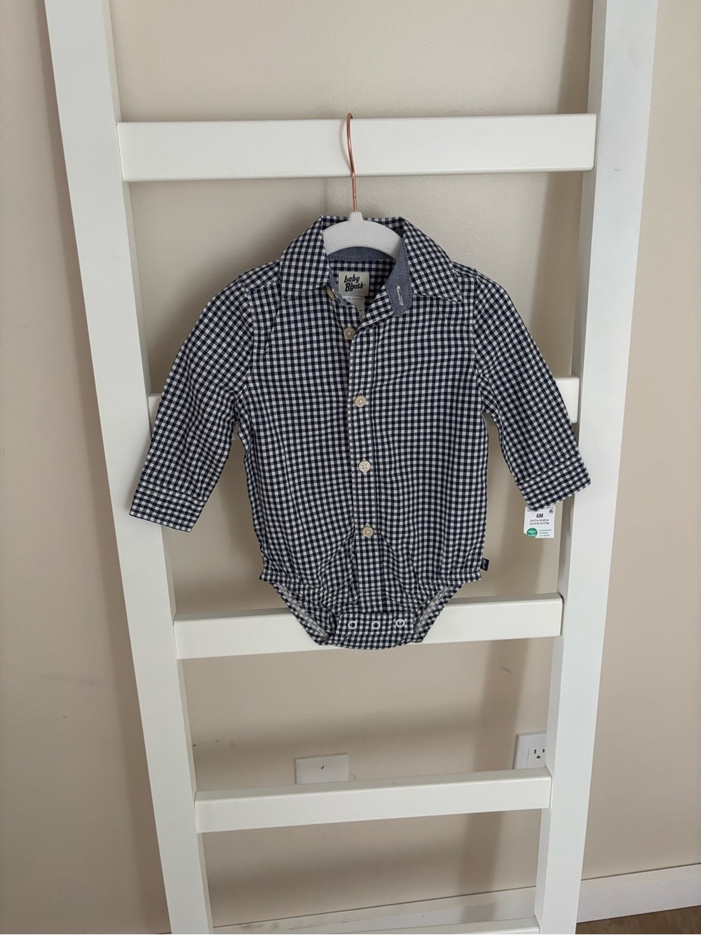 Oshkosh Navy & White Gingham Button-Front One-Piece
